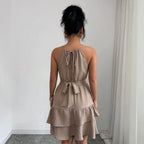 Women's Ruffled Hem Halter Resort Midi Dress